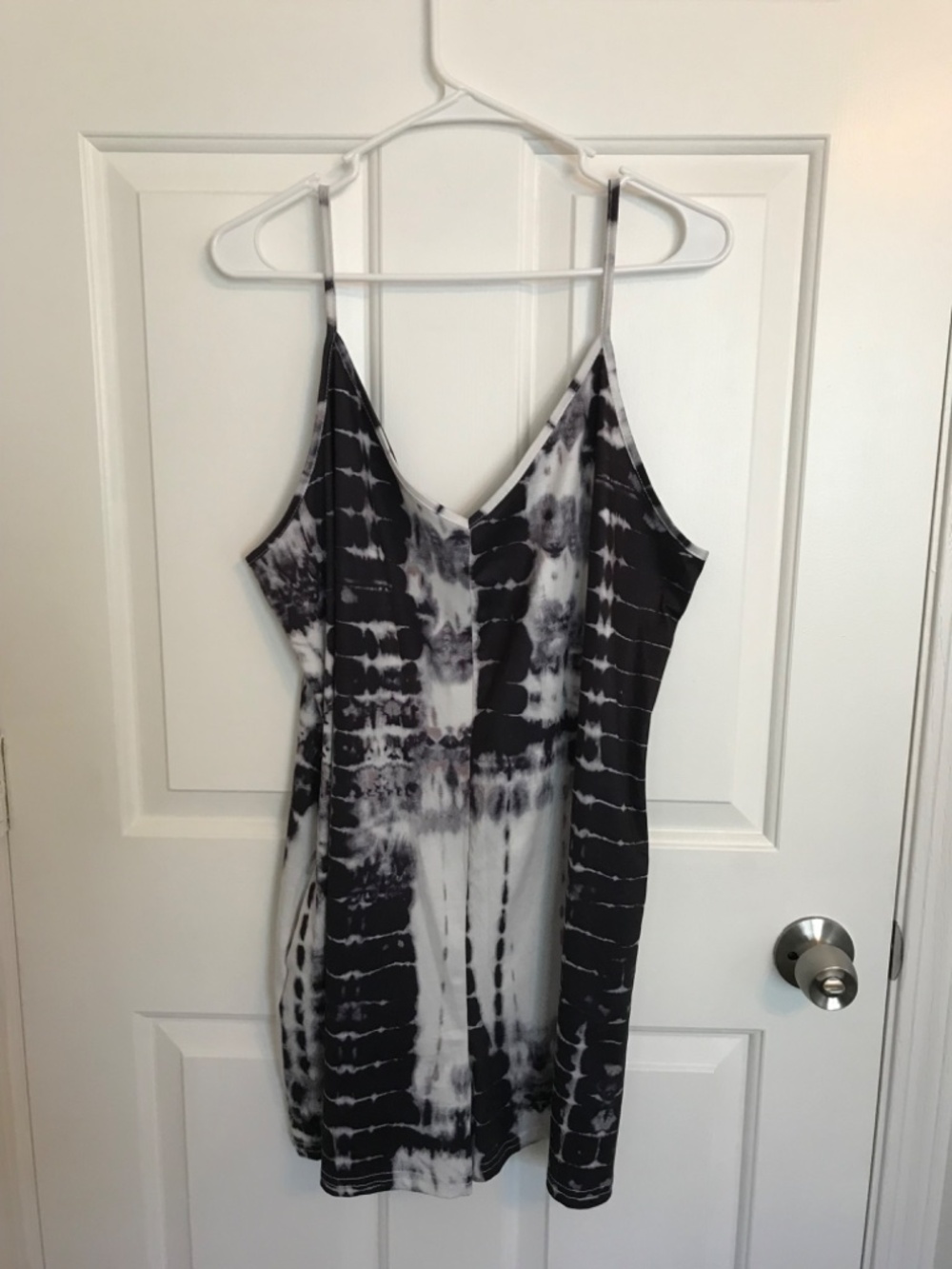 Summer Tie-Dye Casual Spaghetti Strap Shorts Romper Onesie Size XXL Black White - Picture 5 of 8